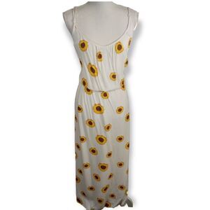 J FOR JUSTIFY WHITE & YELLOW SUNFLOWER PRINT MAXI DRESS SZ.2X EUC